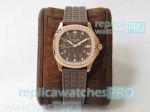 Replica Patek Philippe Ladies Aquanaut 5067A Diamond Rose Gold Bezel Brown Rubber Strap